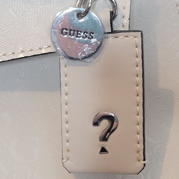 Guess Los Angeles Purse PVC Beige Short Handles Shoulder Strap Lined Complete - Picture 6 of 16